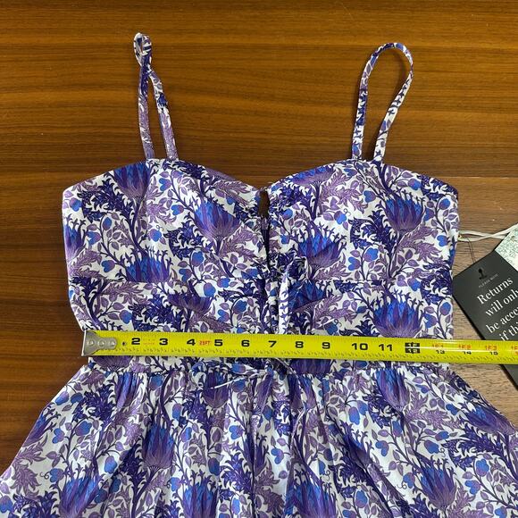 Hyacinth House Purple Multi Floral Corinne Cut-Out Midi Dress, nwt size medium - Picture 8 of 12
